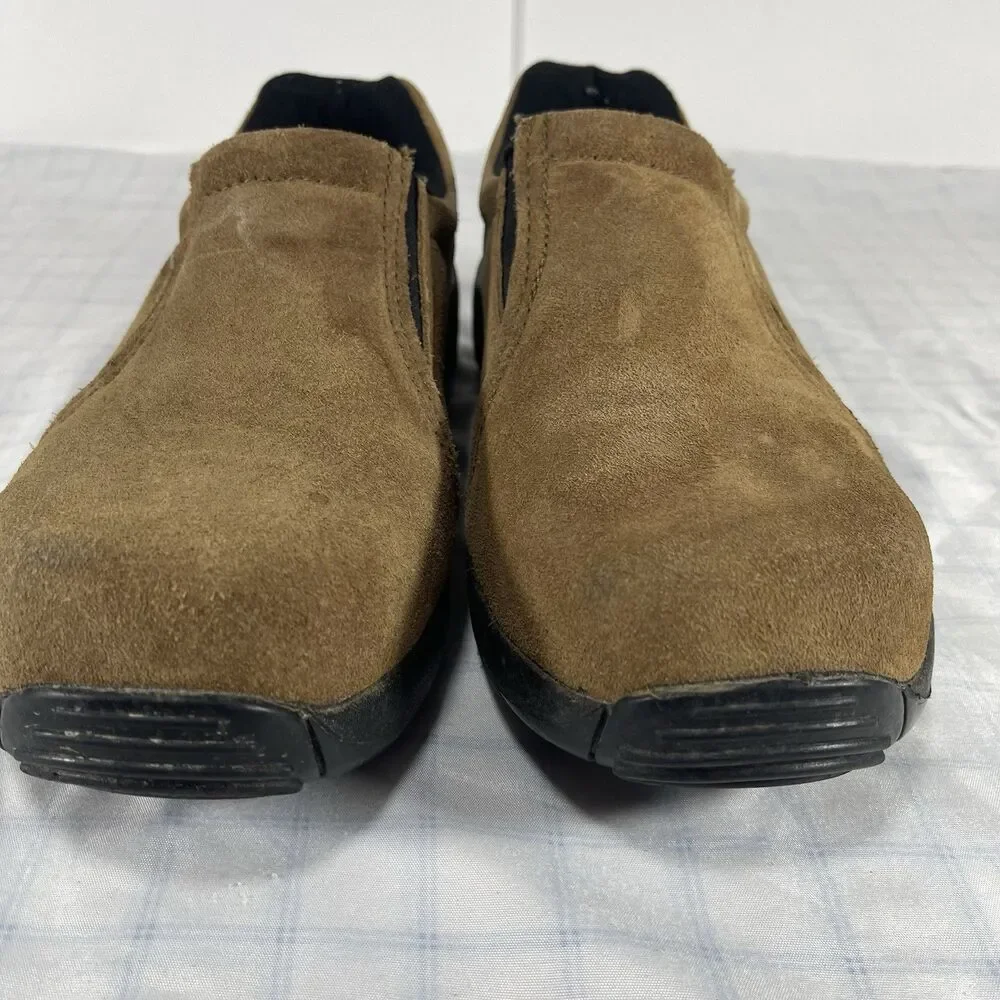 Brazos Work Force Mens Size 10 D Brown Suede Slip On Work Shoes